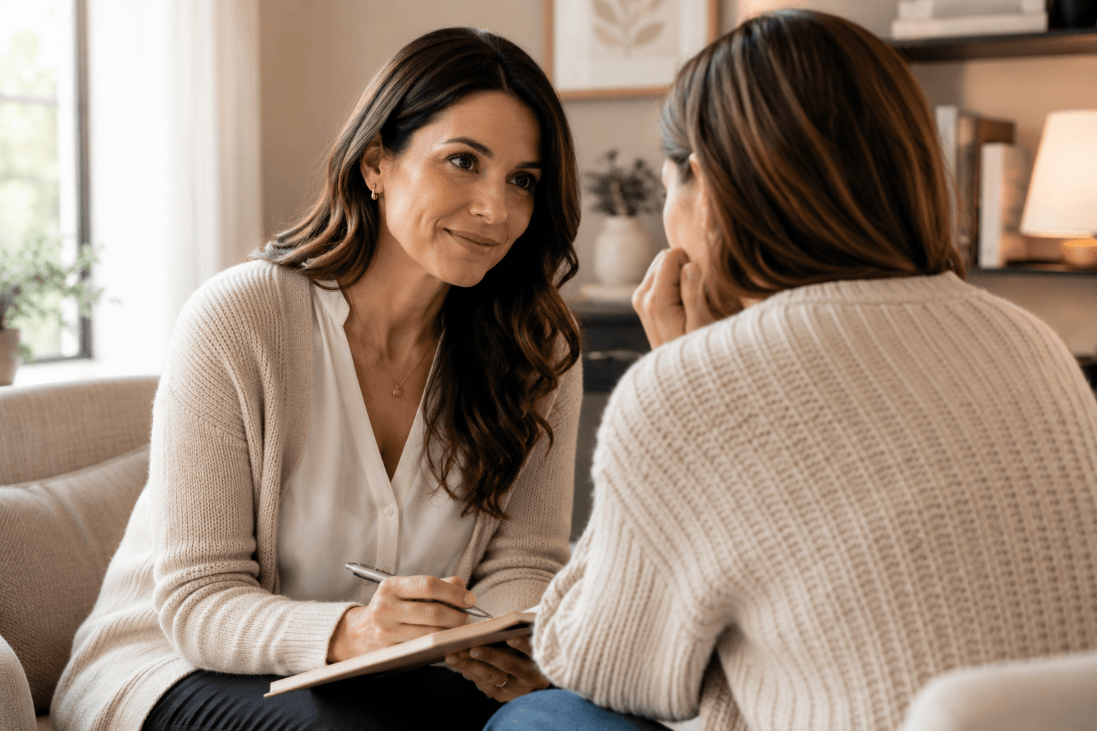 A biblical counselor listening attentively during a conversation